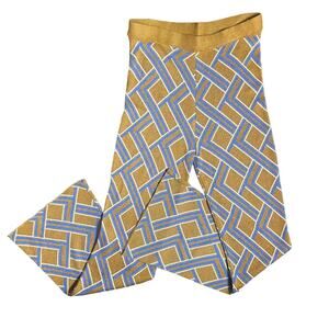 Forever 21 Size XL Retro 70s Flare Leg Stretch Pants Gold Glitter Geometric